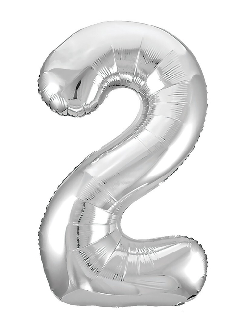 Фольгированный шар Цифра 2 Slim серебро 102 см
