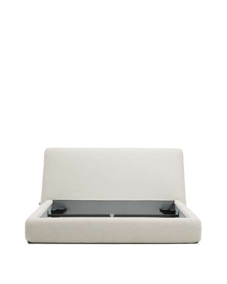 Кровать Martina со съемным чехлом из шенилла цвета экрю 160 x 200