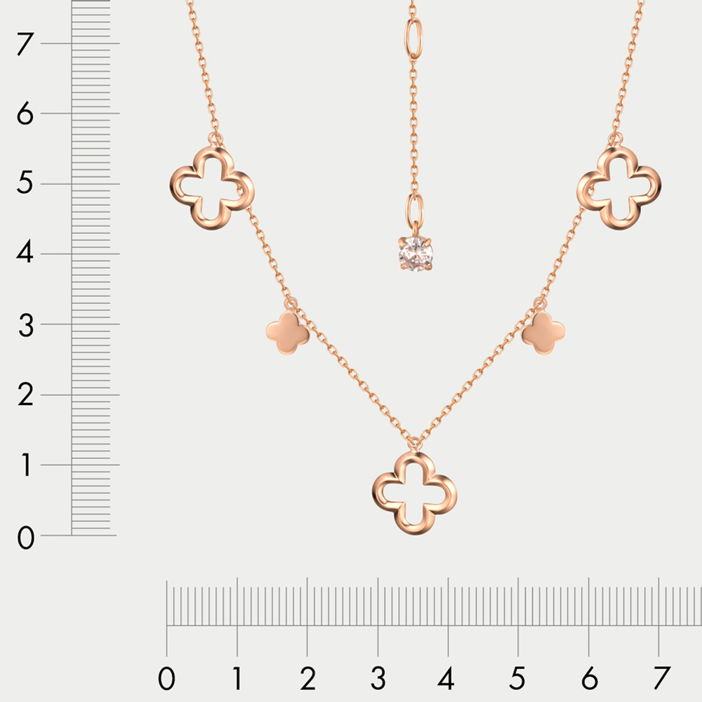 Колье женское из розового золота 585 пробы с фианитом (арт.0703406)