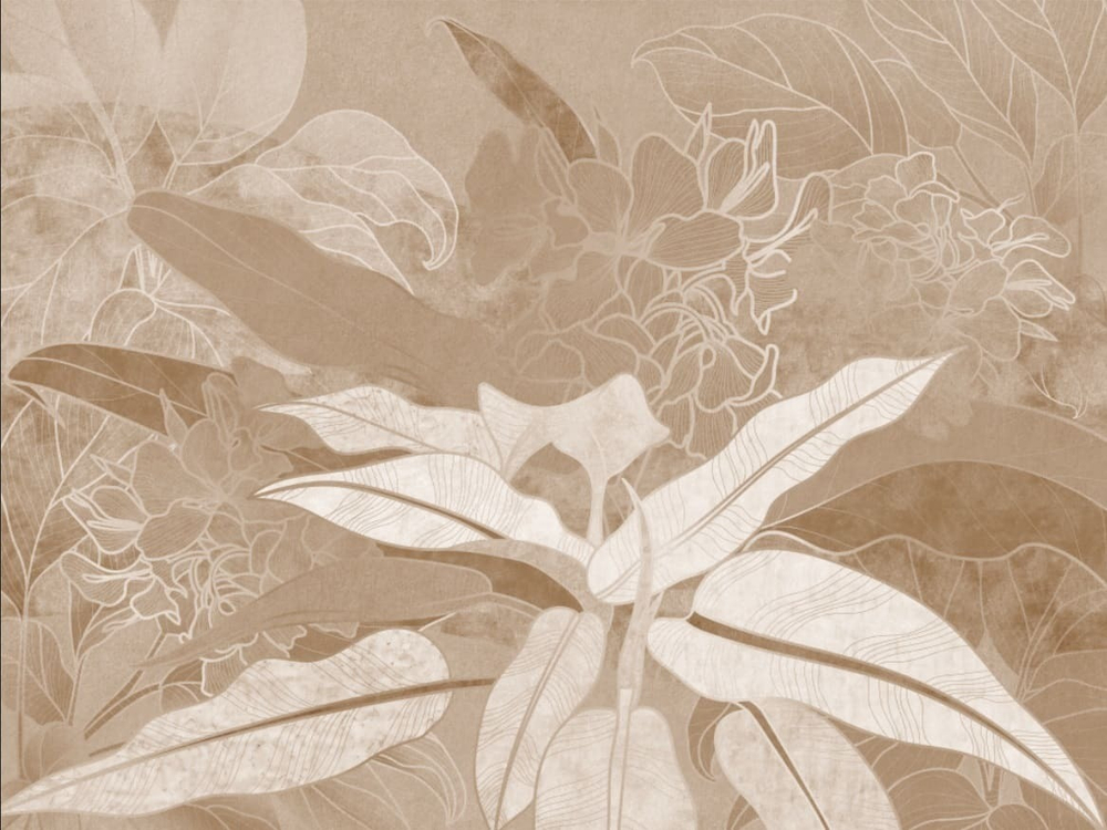 Фреска на стену. Листья. Арт: ТА 1924.