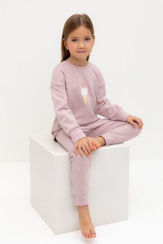 пижама  для девочки  К 1581/розовый лед,мини сердечки