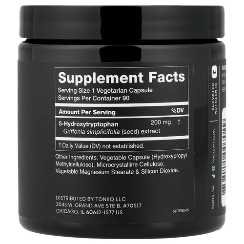 Toniiq, 5-HTP, 90 капсул (200 мг в 1 капсуле)