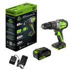 Дрель-шуруповерт ударная акк. Greenworks GD24DD60, 24V, б/щет, 30/60Нм,1х4Ач,ЗУ,кор (3704107CUB)
