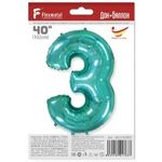 Шар (40"/102 см) Цифра, 3, Тиффани, в упаковке