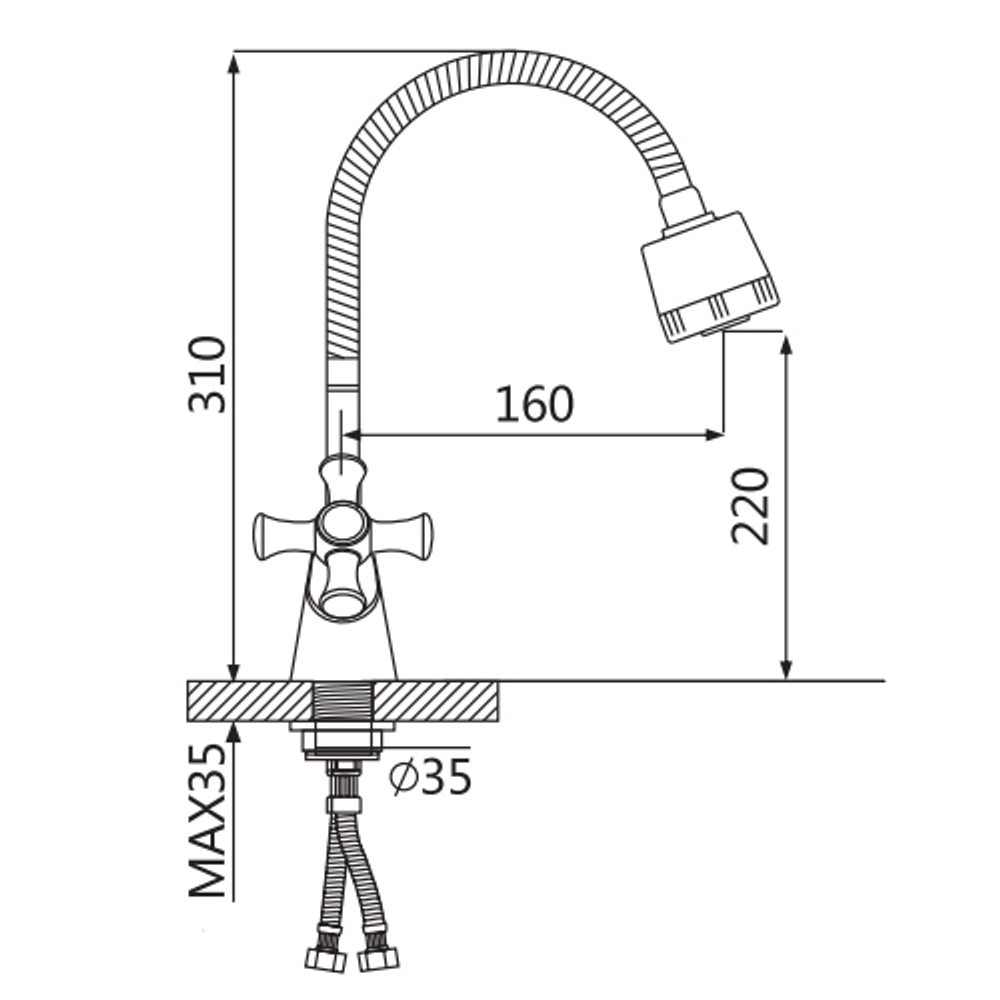 Смеситель для кухни с гибким изливом Oute T87 T8713B-8