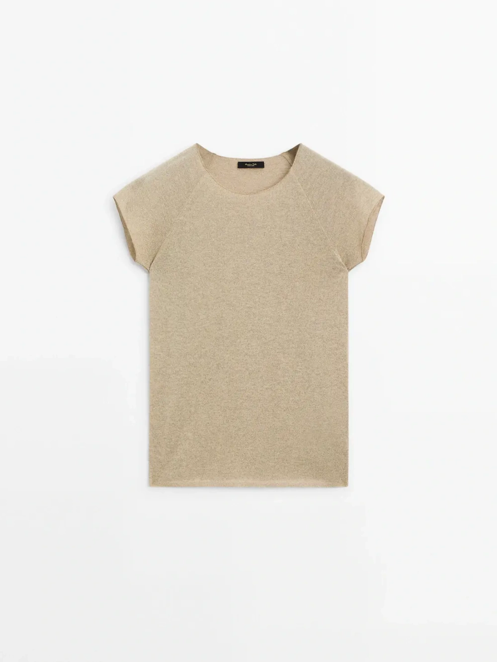 Massimo Dutti Футболка с рукавами реглан и блестящей окантовкой, золотистый