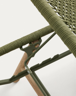 Шезлонг Dandara из зеленой стали и веревки на ножках из массива акации