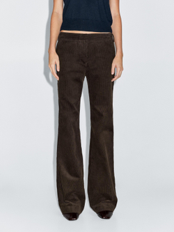 Massimo Dutti Расклешенные вельветовые брюки, шоколадный