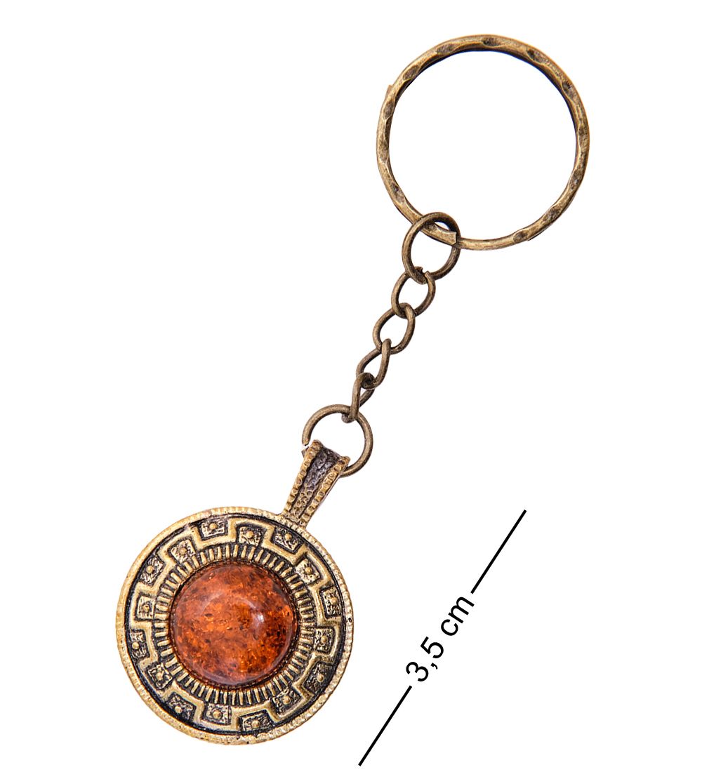 AM-3588 Брелок «Жетон Волчица» (латунь, янтарь)