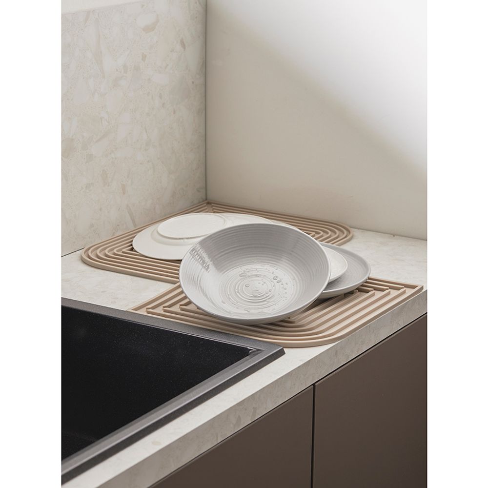 Коврик для сушки посуды Dry Flex, 34,5х31,5 см, бежевый
