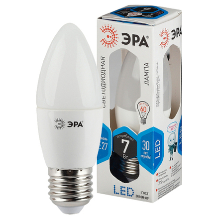 Лампочка светодиодная ЭРА STD LED B35-7W-840-E27 E27 / Е27 7Вт свеча нейтральный белый свет