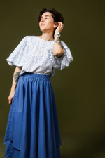 Юбка асимметричная двухслойная, пыльно-синего цвета