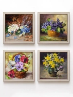 Картины на стену интерьерная на холсте 4 шт, 23*23 см