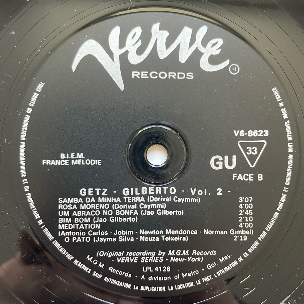 Винтажная виниловая пластинка LP Stan Getz, Joao Gilberto, Getz. Gilberto #2 (Франция 1966)