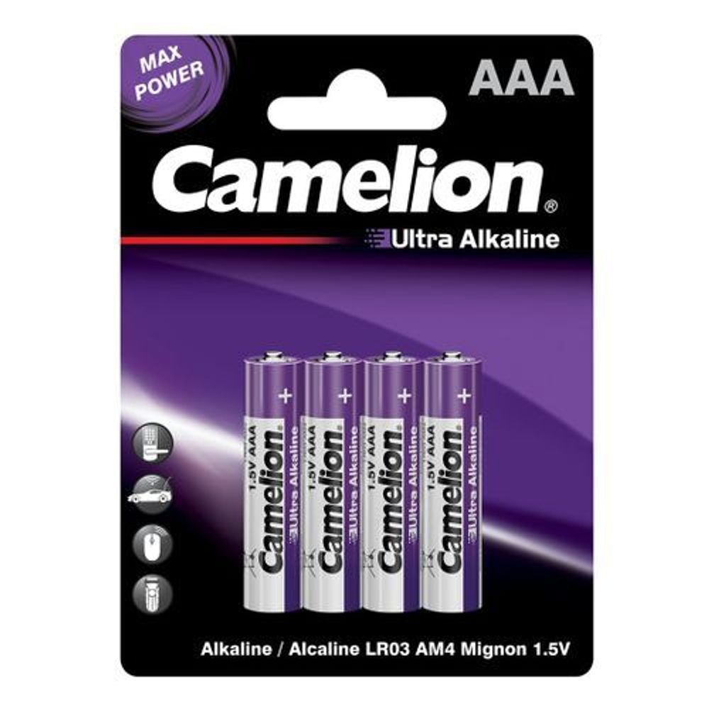 Батарейки ААА 4 шт (мизинч.) Camelion Ultra BL4 LR03 1,5V щелочная