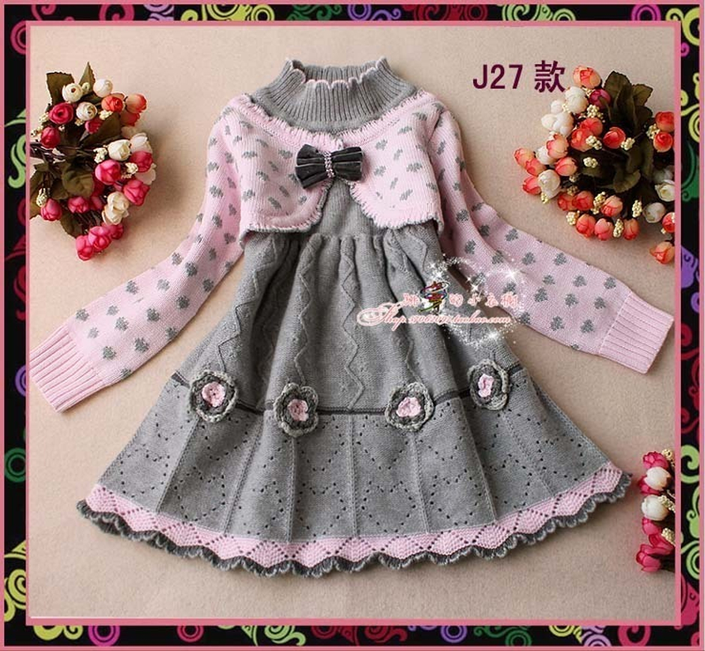 Платье детское с имитацией кардигана и перфорацией