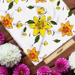 Ткань сатин желтые цветочки