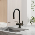 Смеситель для кухни Sancos Lucia с гибким изливом, цвет вороненая сталь/черный, арт. SC4004GG