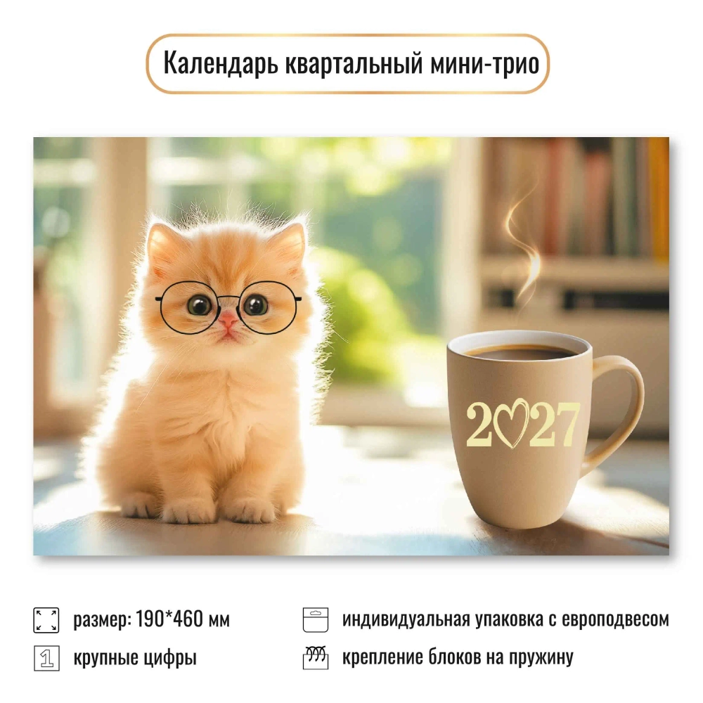 Календарь мини-трио 2027 кот