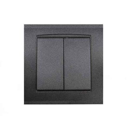 Выключатель двухклавишный, UNIVersal серия "Бриллиант", Графит (1/100)
