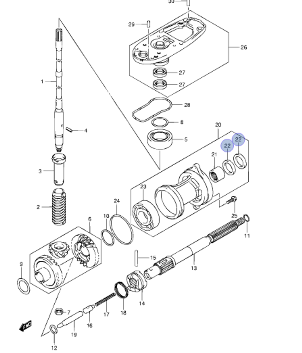 Сальник гребного вала Suzuki 09289-22007-000