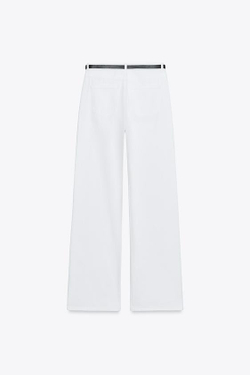 ZARA ДЖИНСЫ Z1975 STRAIGHT С ВЫСОКОЙ ПОСАДКОЙ И МАКСИМАЛЬНОЙ ДЛИНОЙ, БЕЛЫЙ