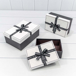 Коробка 22.5х16х9.5 см Набор 3 шт с белым бантом (Белый, Черный)