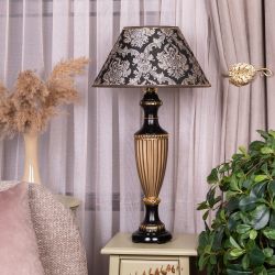 Настольная лампа Ваза Ребристая Бронза с абажуром №38 Vatican (Ватикан) Черный