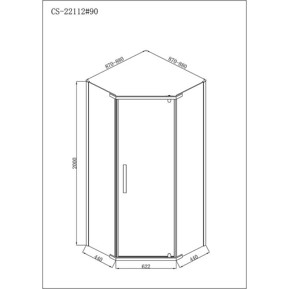 Душ ограждение Loranto NEO 90x90x200 серое закален стекло 8 мм, Easy clean,без поддона, серый 822102