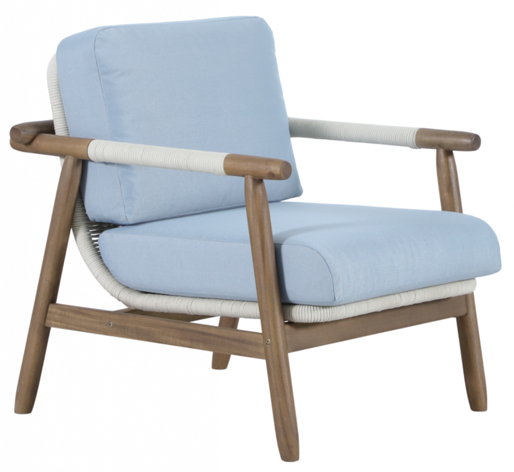 Комплект плетеной лаунж-мебели на 4 персоны Tagliamento Apoyo, грецкий орех, голубой, белый