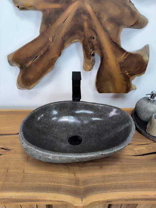 Раковина из речного камня RS-66273 49х35х15 из натурального камня