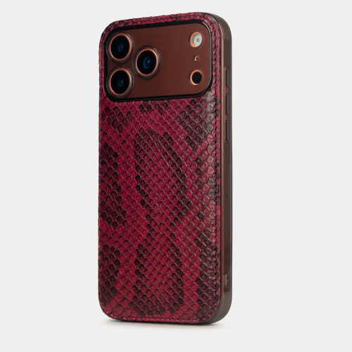 Чехол-накладка для iPhone 17 Pro Max - кожа питона, бордовый
