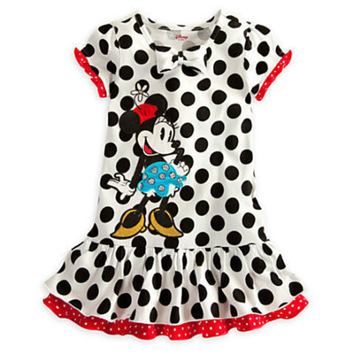 Платье детское в горох с принтом Минни Маус