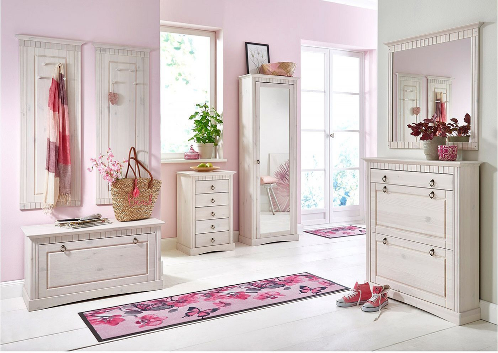 Обувница Неаполь деревянная, 3 двери с ящиком, массив сосны, белый