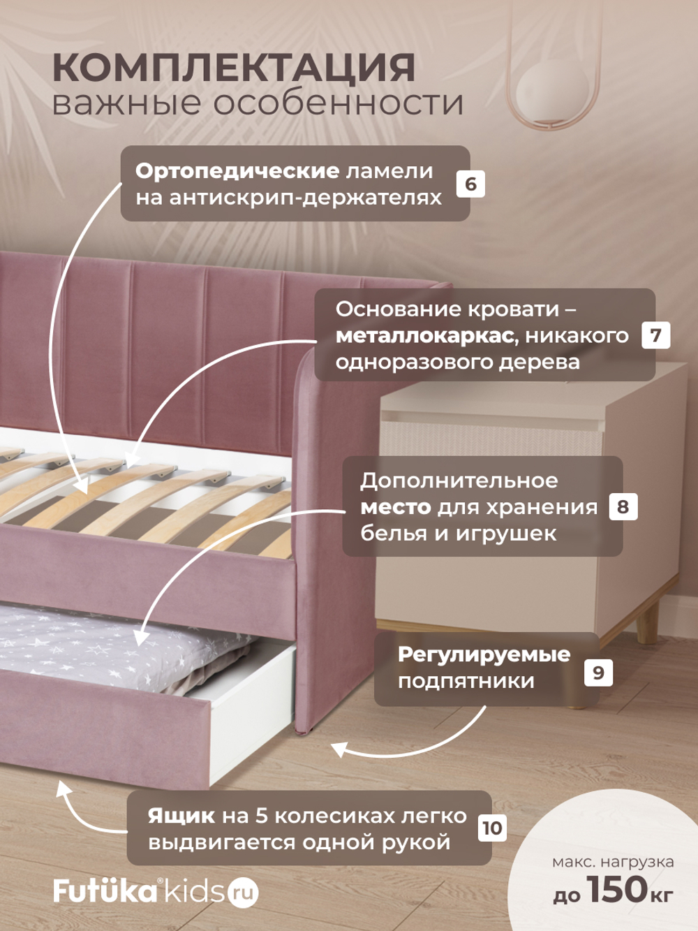 Диван - кровать 180х90 см Crecker ткань Микровелюр