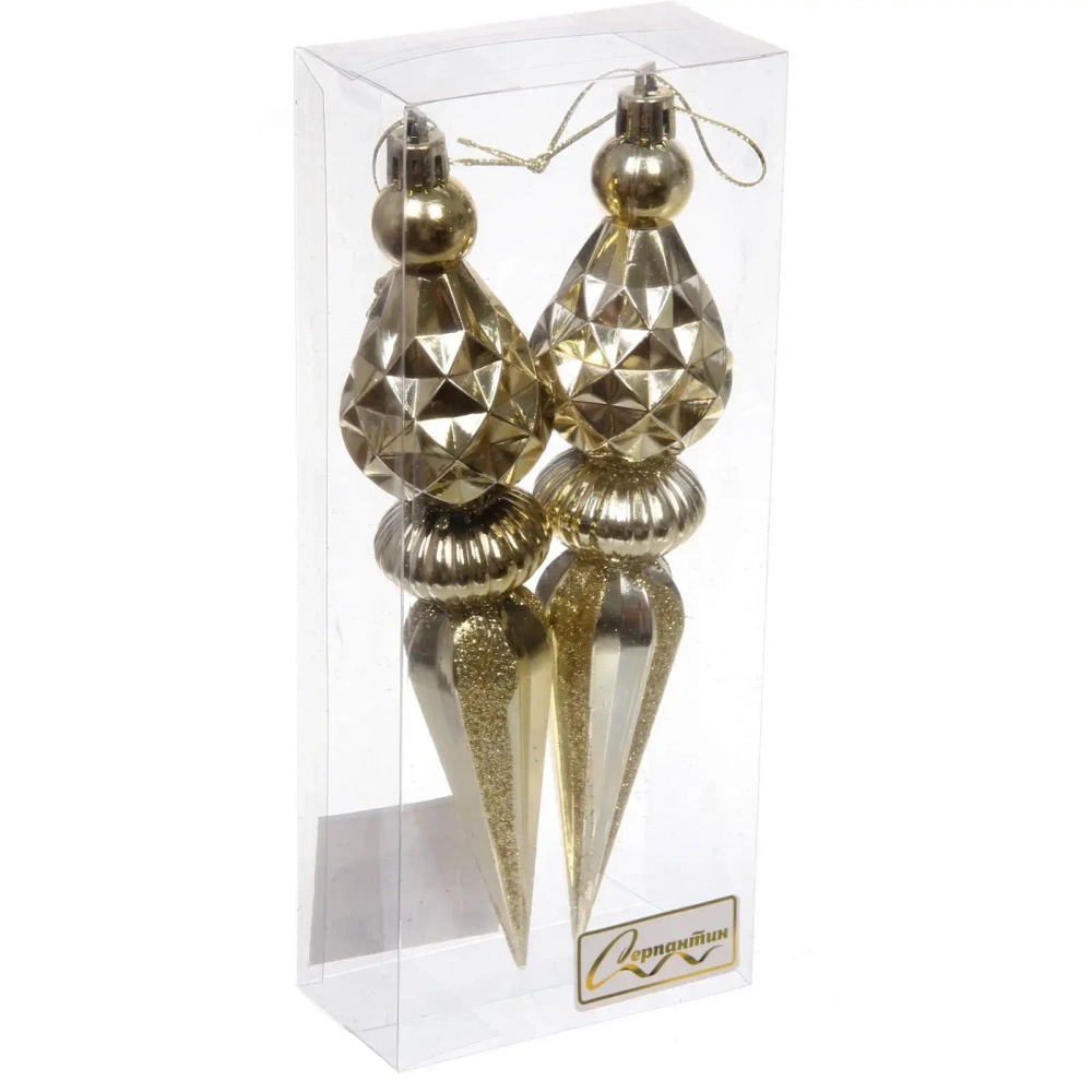 Ёлочные игрушки «Сказочная сосулька» 17,8 см, Золото (набор 2 шт)