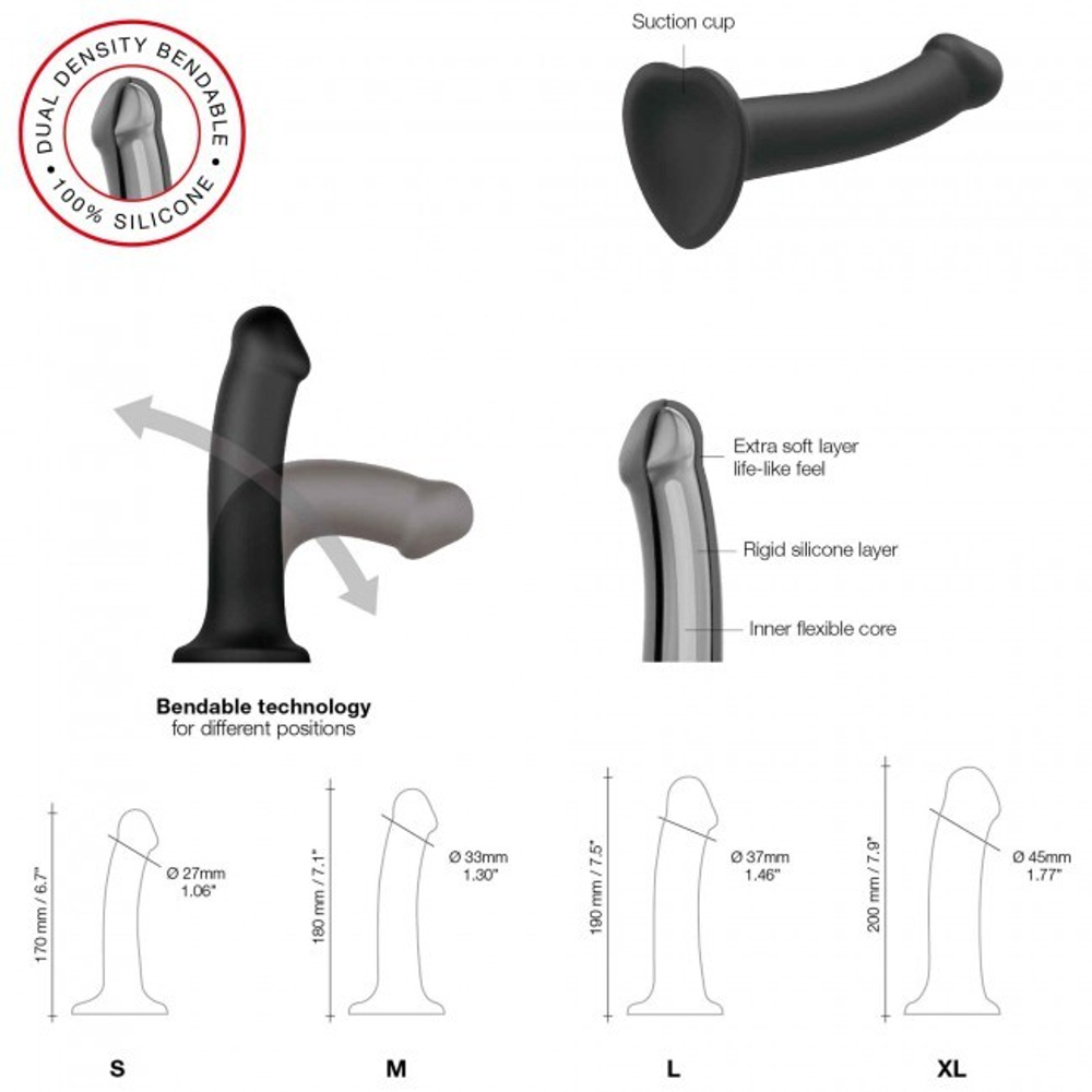 Гибкий фаллоимитатор Strap-on-me DUAL DENSITE S, фиолетовый