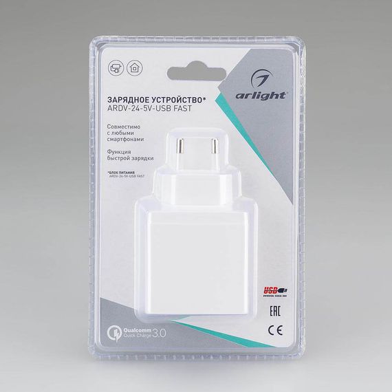 Блок питания Arlight ARDV-24-5V-USB Fast 12V 24W IP20 3A 023248