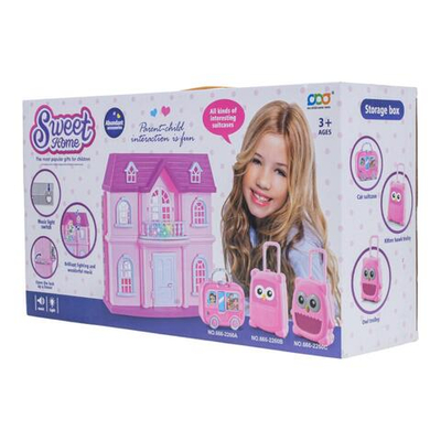 Игрушечный дом для куклы с мебелью и фигурками коробка 666-2260AM