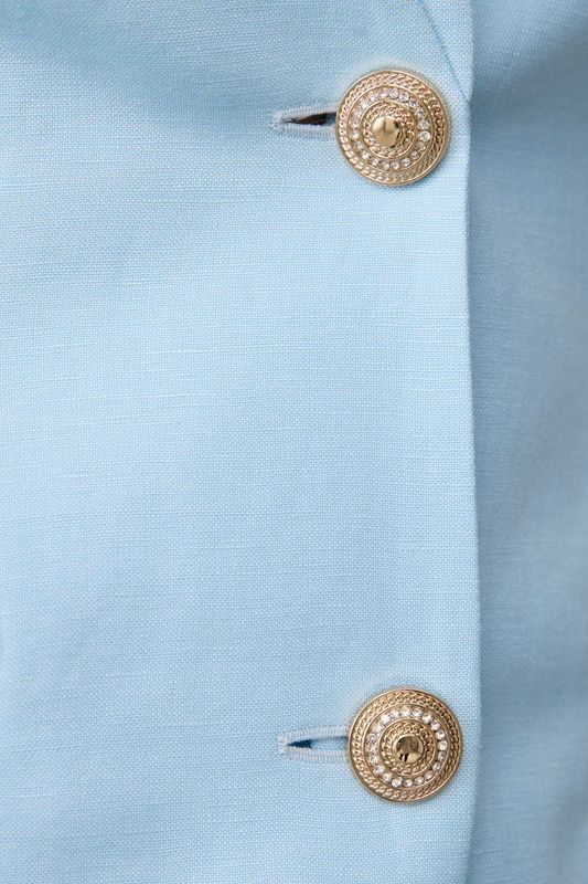 Жилет удлиненный приталенный изо льна, голубой