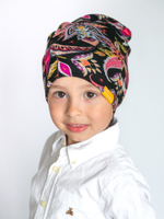 детская шапка из турецкой шерсти пейсли-огурцы черно-ягодная