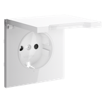 Накладка для розетки с заземлением, защитными шторками и крышкой, S70 (белый глянцевый)