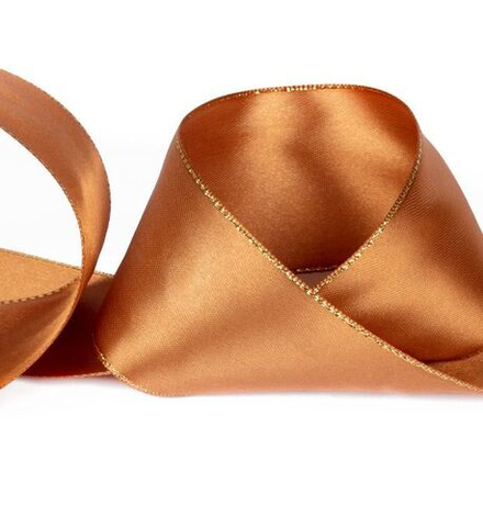 Лента атласная 50 мм,AL-50M ,двухстор. с металл. нитью 33 м, цв.122 под золото