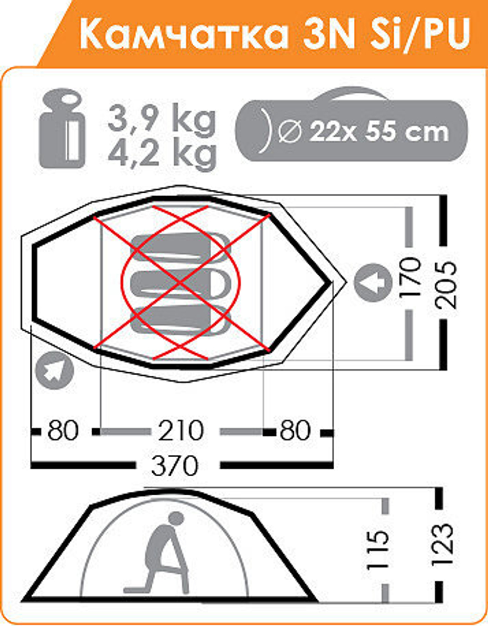 ЭКСТРЕМАЛЬНАЯ ПАЛАТКА NORMAL КАМЧАТКА 3N SI/PU