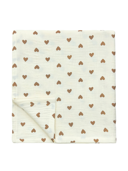 Муслиновая пеленка Сердечки beige
