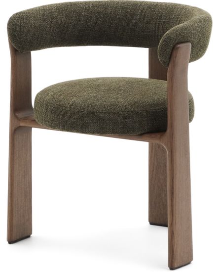 Granite Стул на 3 ножках из зеленого шенилла и массива ясеня в отделке орех Испания La Forma