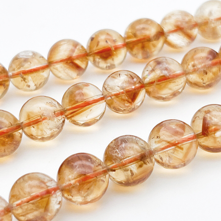 "Цитрин" бусины (кварц), диаметр около 11,8-12,1 мм, цена за набор 4 шт (1/8 нити)