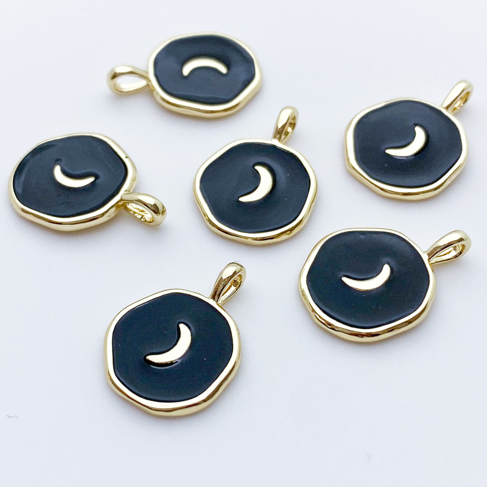 Подвеска Месяц, цвет золото+черный, размер 17*13 мм, цена за 1 шт