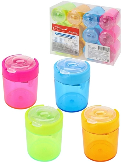 Точилка 2 отв. с контейнером, пластмассовая, ассорти ТК-0328 (Проф-Пресс)