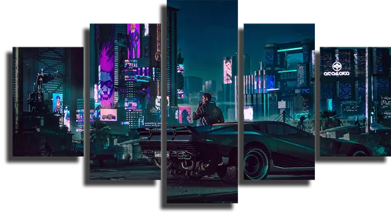 Модульная картина "Киберпанк 2077 - Ночной Город"